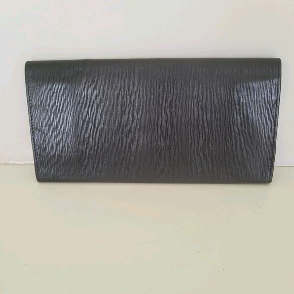 Nina Ricci Envelope Card Bill Holder Black Wallet Long Leather Vintage Italian - Picture 2 of 11